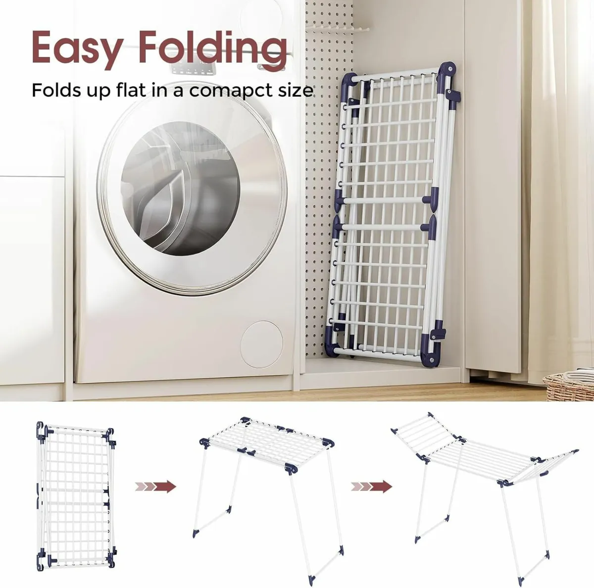 Clothes Airer Winged Drying Rack Foldable Laundry - Image 4