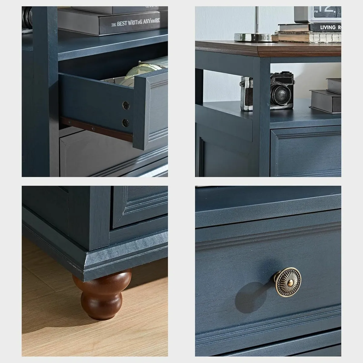 Blue Farmhouse Nightstand 24 Wide End Table With - Image 3