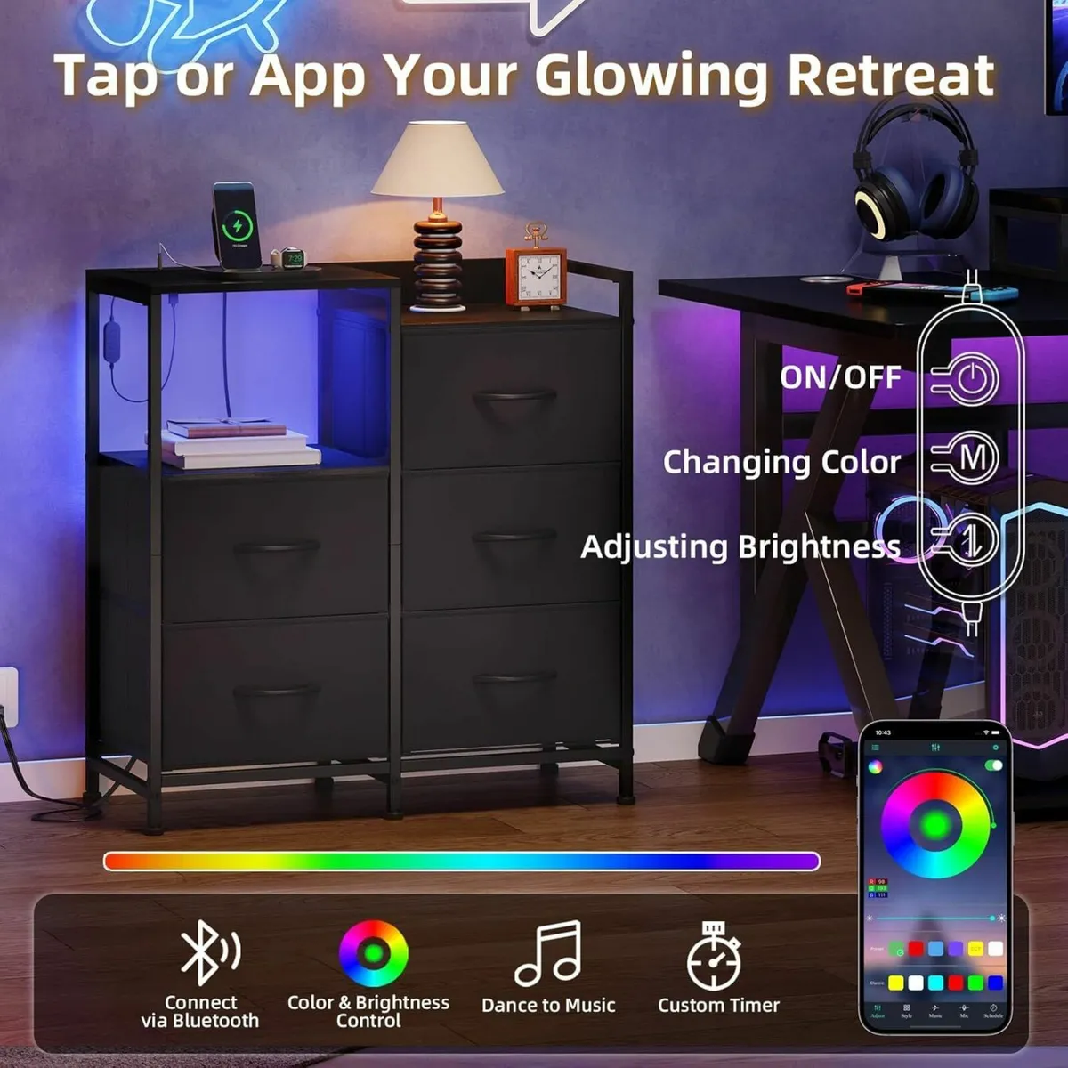 Chest of Drawers Bedroom with Charging Station - Image 4