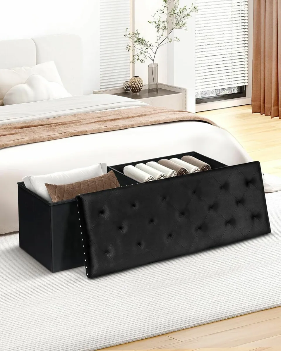 Velvet Ottoman with Storage Extra Large Boxes - Image 2