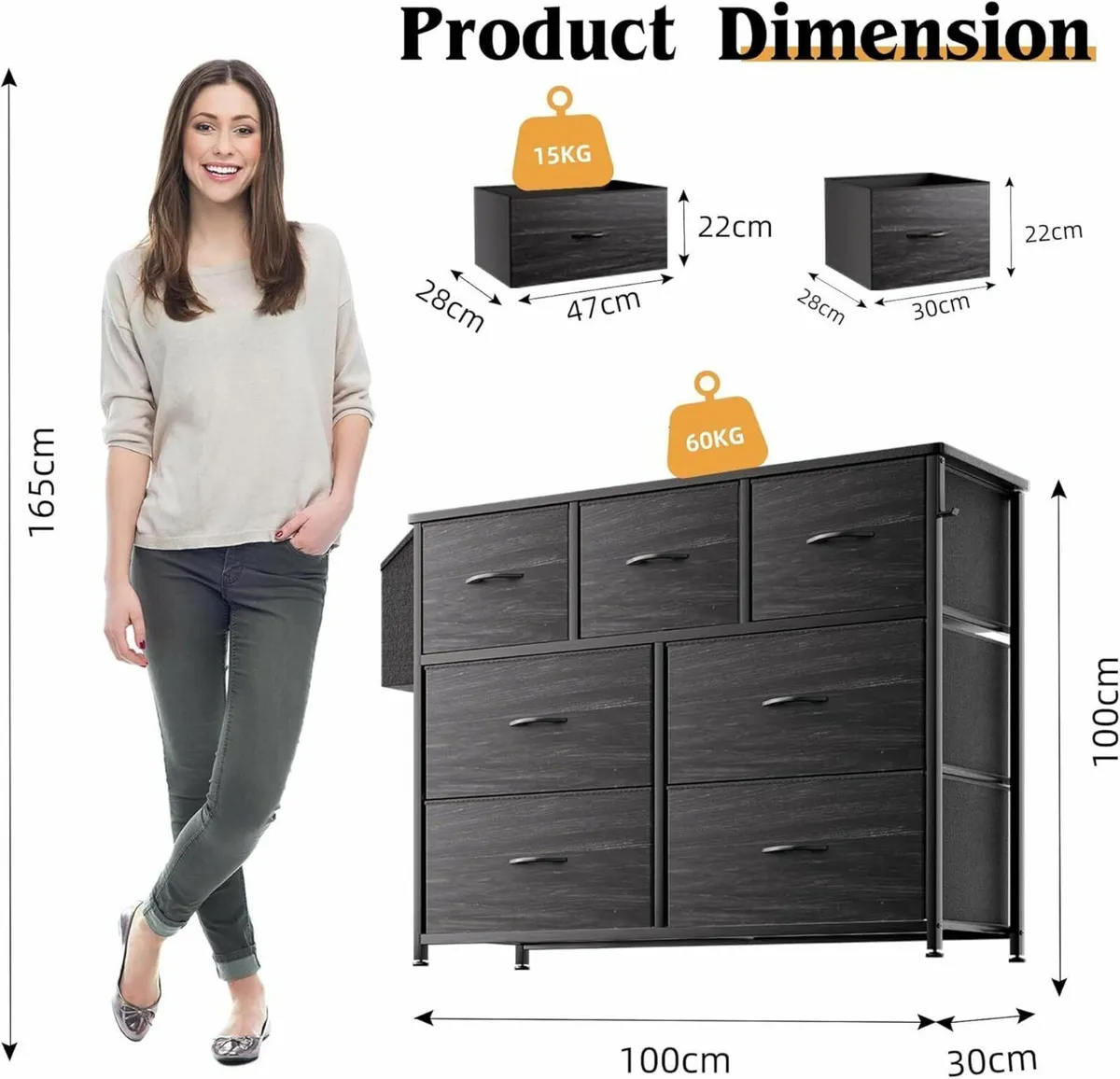 Fabric Chest of Drawers - Canvas Storage Unit - Image 3