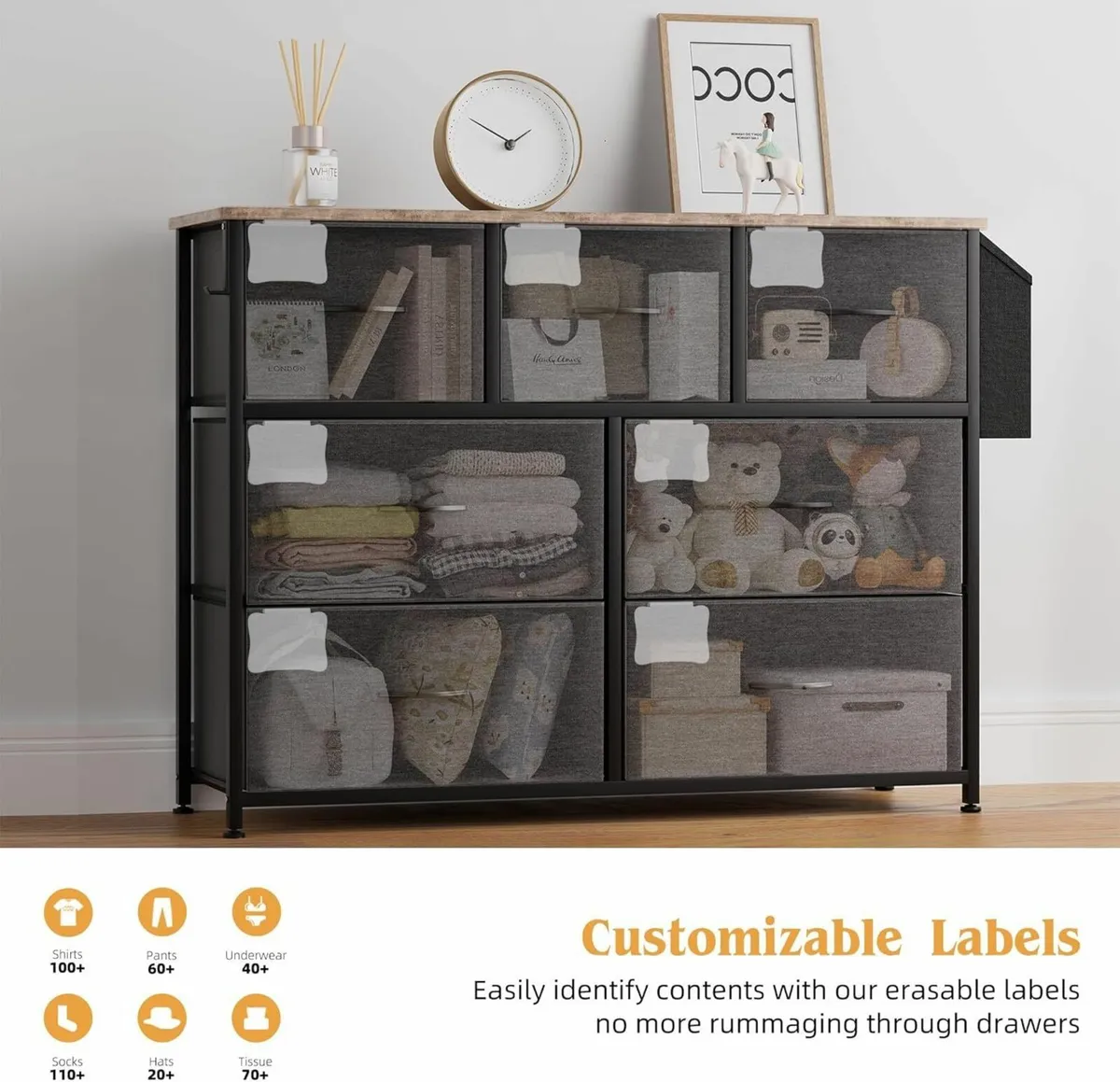 Fabric Chest of Drawers - Canvas Storage Unit - Image 4