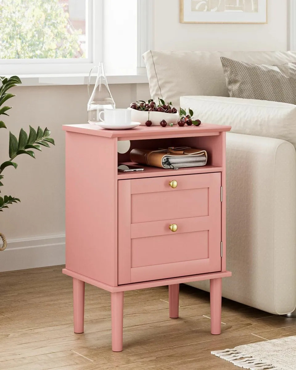 Wooden Bedside Cabinet with Door Open Top Shelf – - Image 3