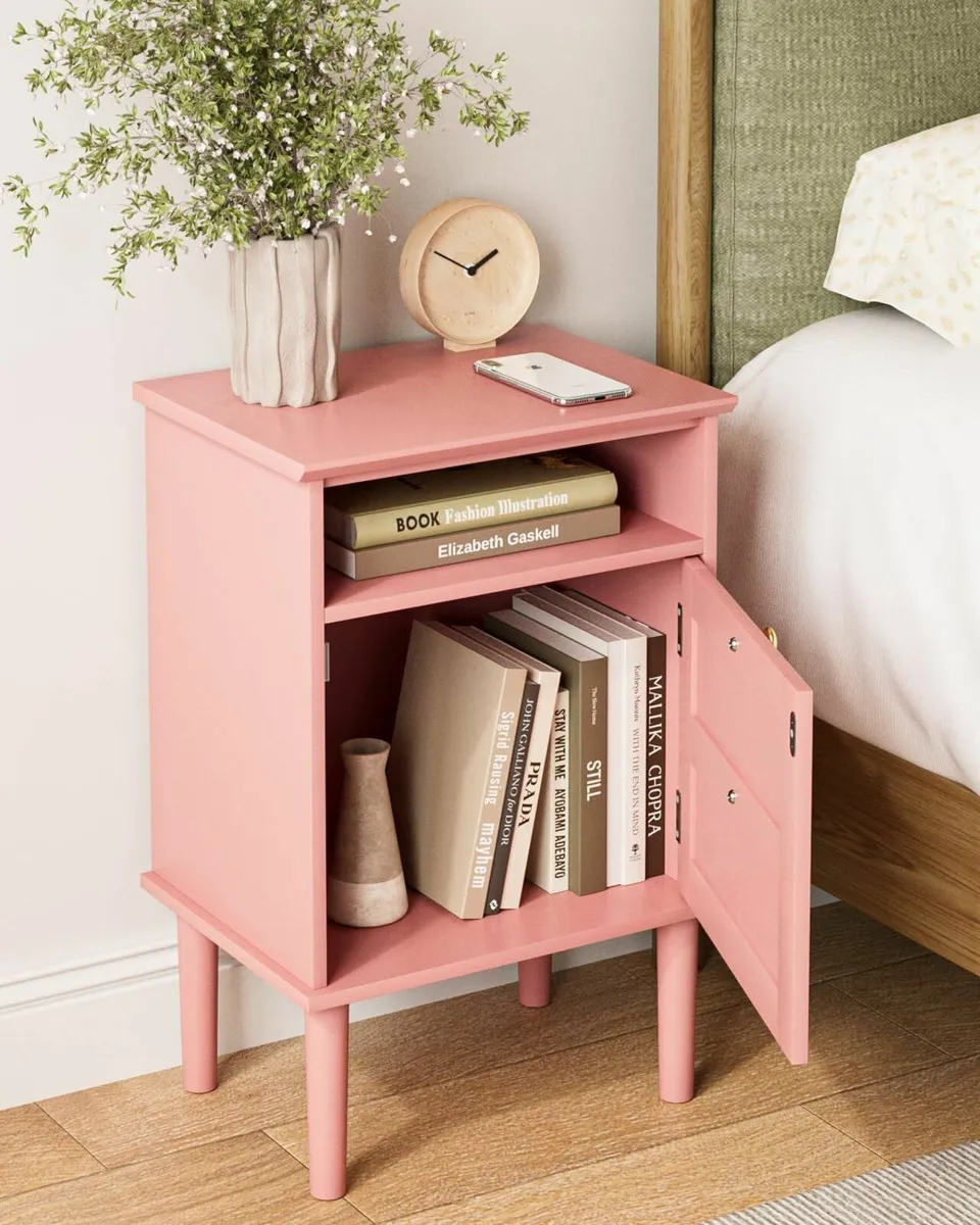Wooden Bedside Cabinet with Door Open Top Shelf – - Image 4