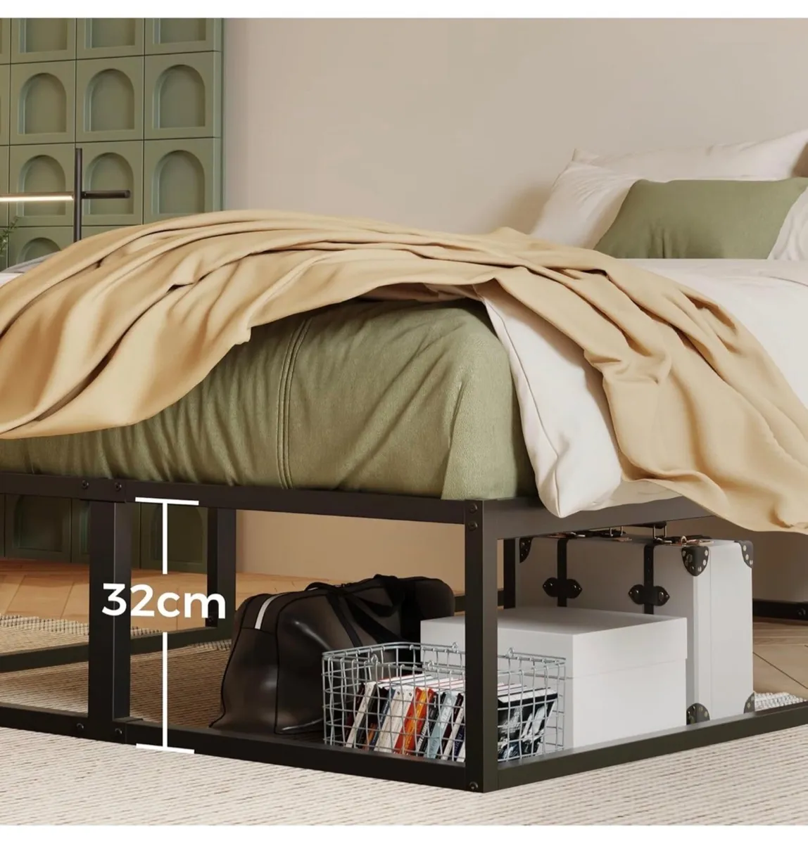 Super King Bed Frame 36cm High with Steel Slats Su - Image 4