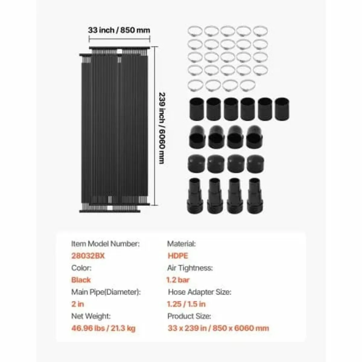 Solar Pool Heater, 2.75 x 20 ft HDPE Solar Pool Pa - Image 3