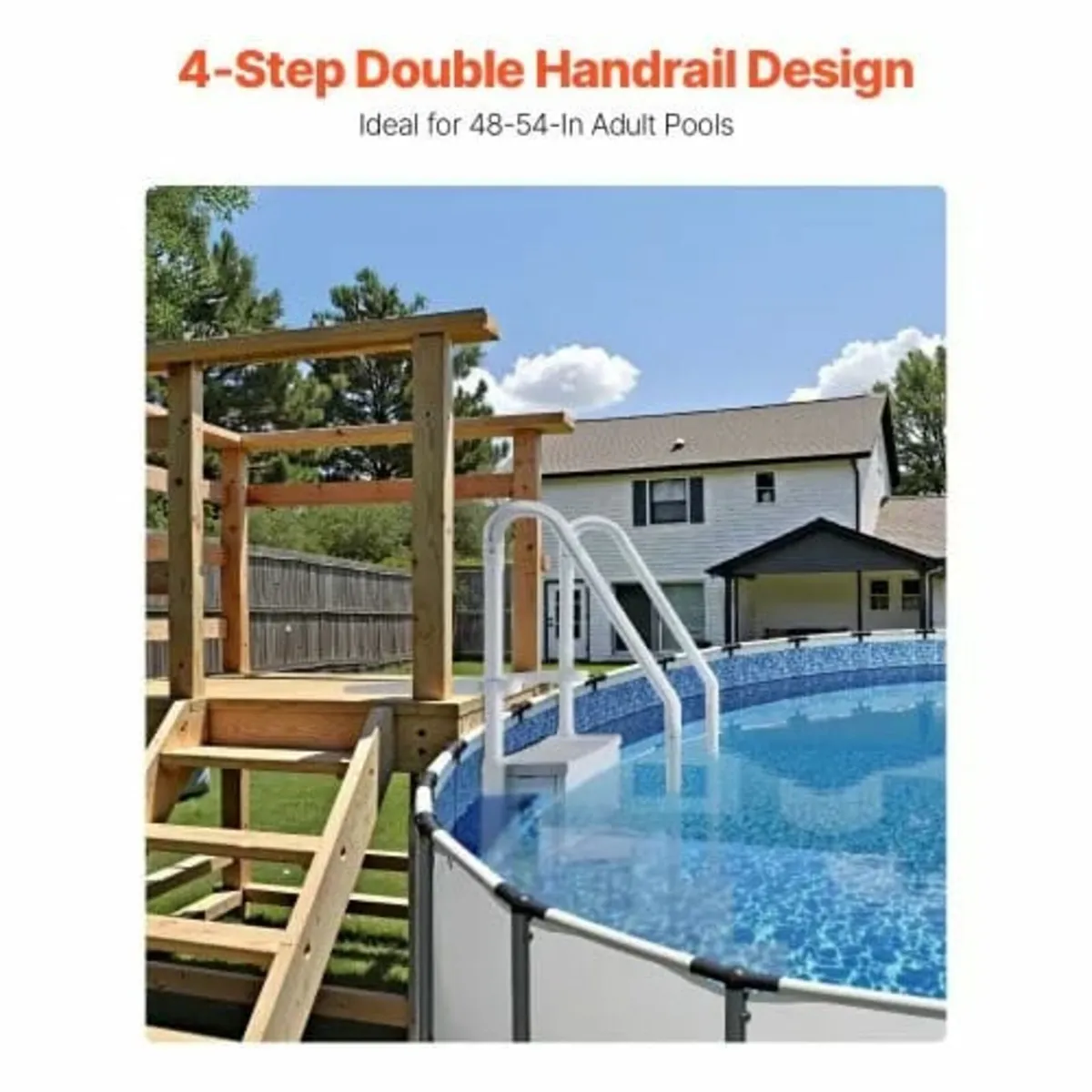 Swimming Pool Ladder, 4-Step Double Handrails Stai - Image 2
