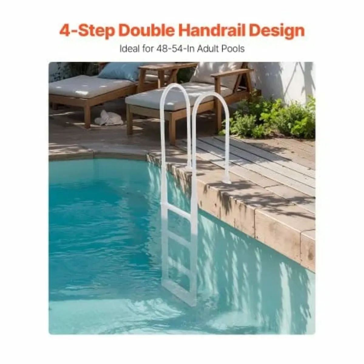 Swimming Pool Ladder, 4-Step Double Handrails Stai - Image 2
