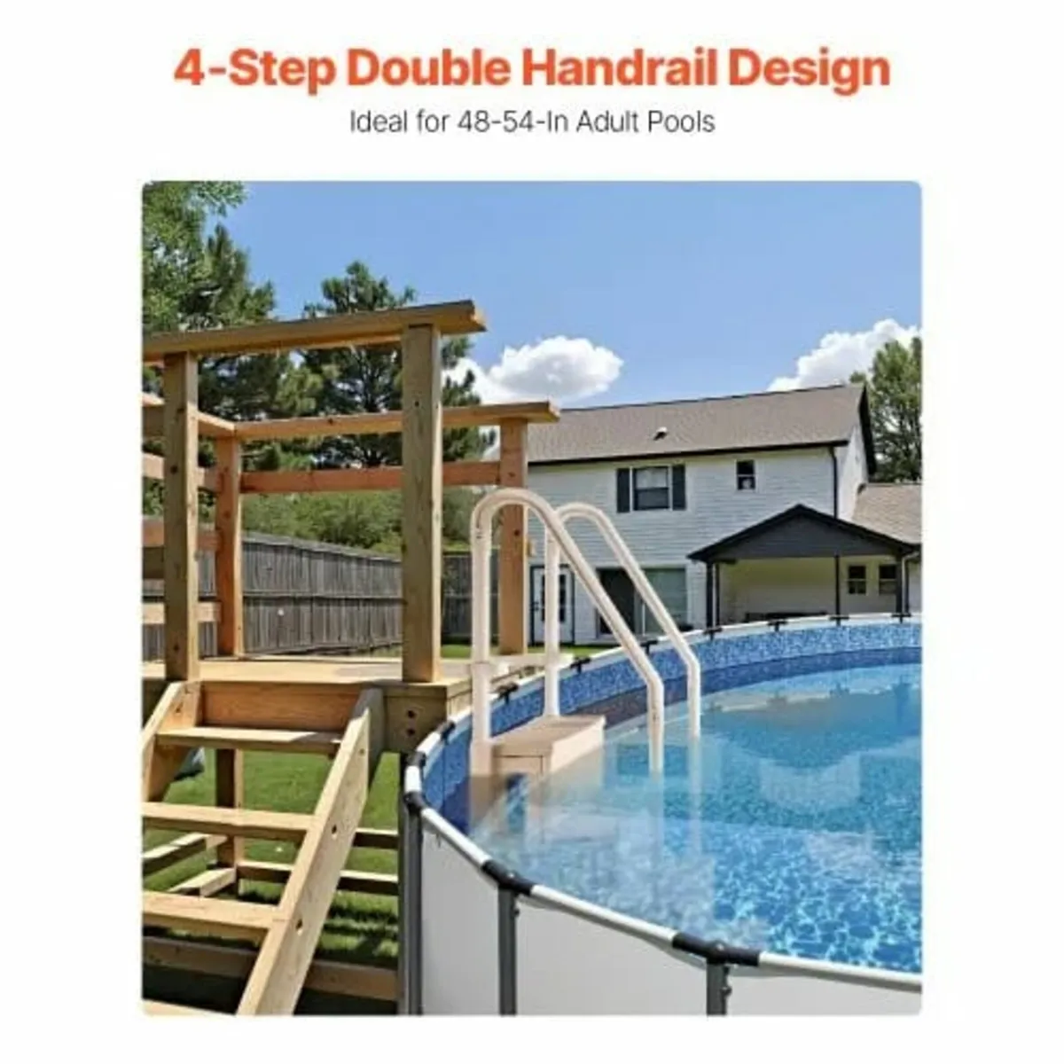 Swimming Pool Ladder, 4-Step Double Handrails Stai - Image 3