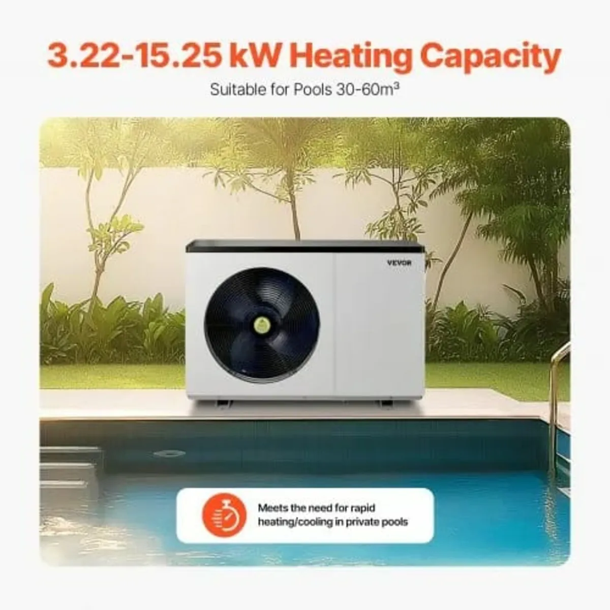 Electric Pool Heat Pump, 3.22-15.25kW Heating Capa - Image 3