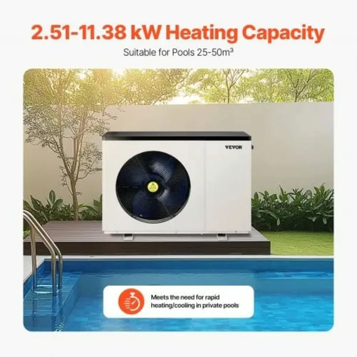 Electric Pool Heat Pump, 2.51-11.38kW Heating Capa - Image 4
