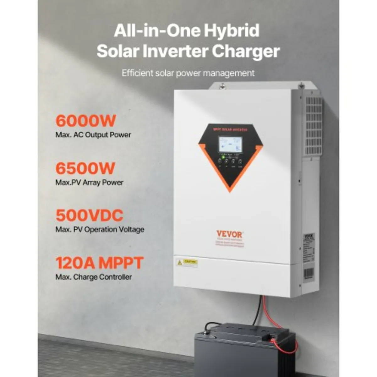 Hybrid Solar Inverter, 6000W, All in One Pure Sine - Image 2