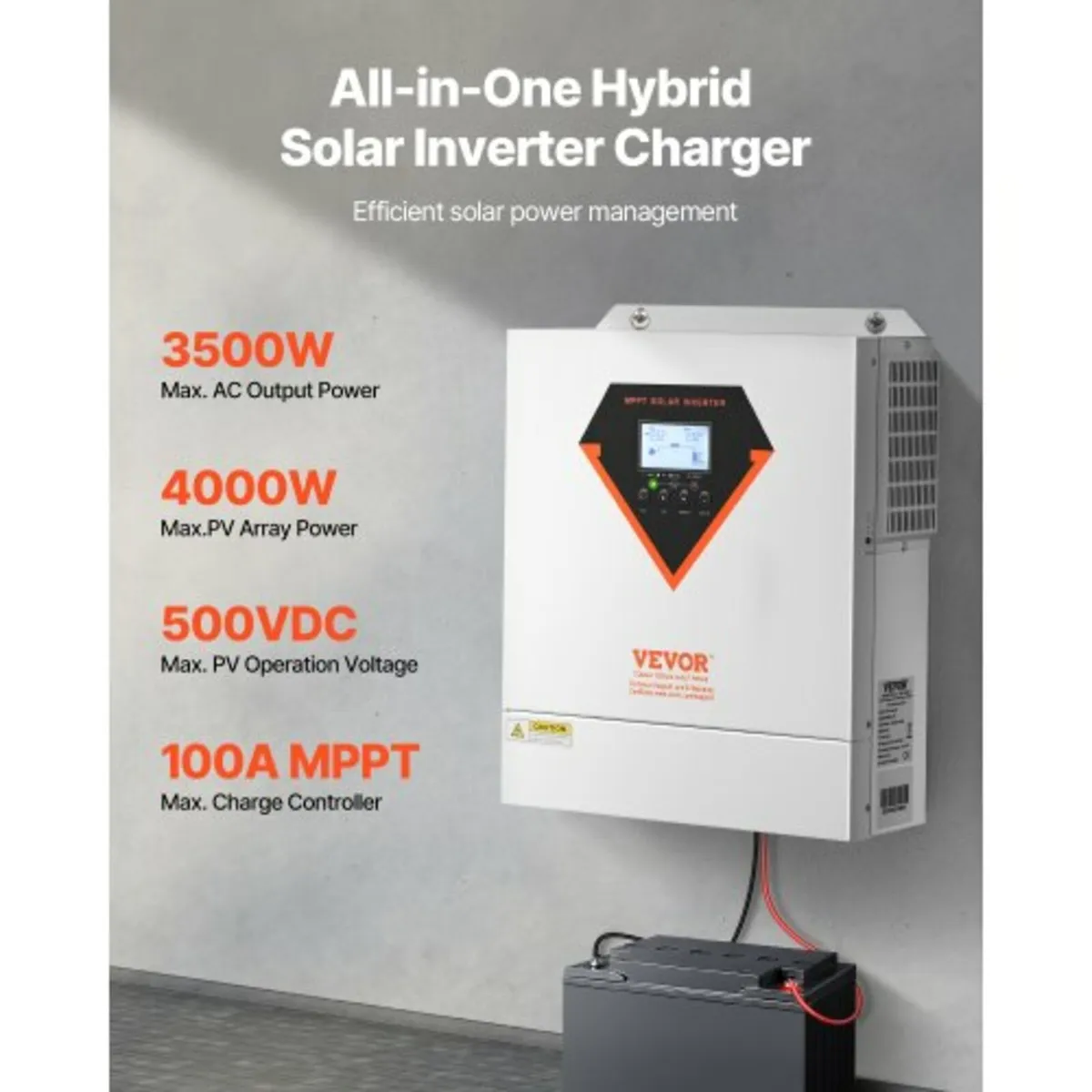 Hybrid Solar Inverter, 3500W, All in One Pure Sine - Image 2