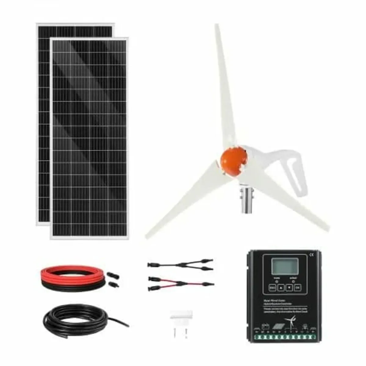 12V 400W Solar Wind Power Kit, 2PCS 100W Monocryst - Image 1