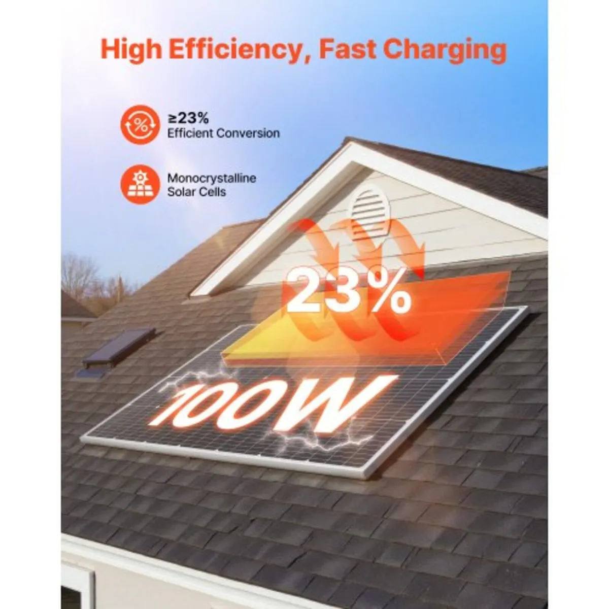100W Monocrystalline Solar Panel, 23% High-Efficie - Image 2