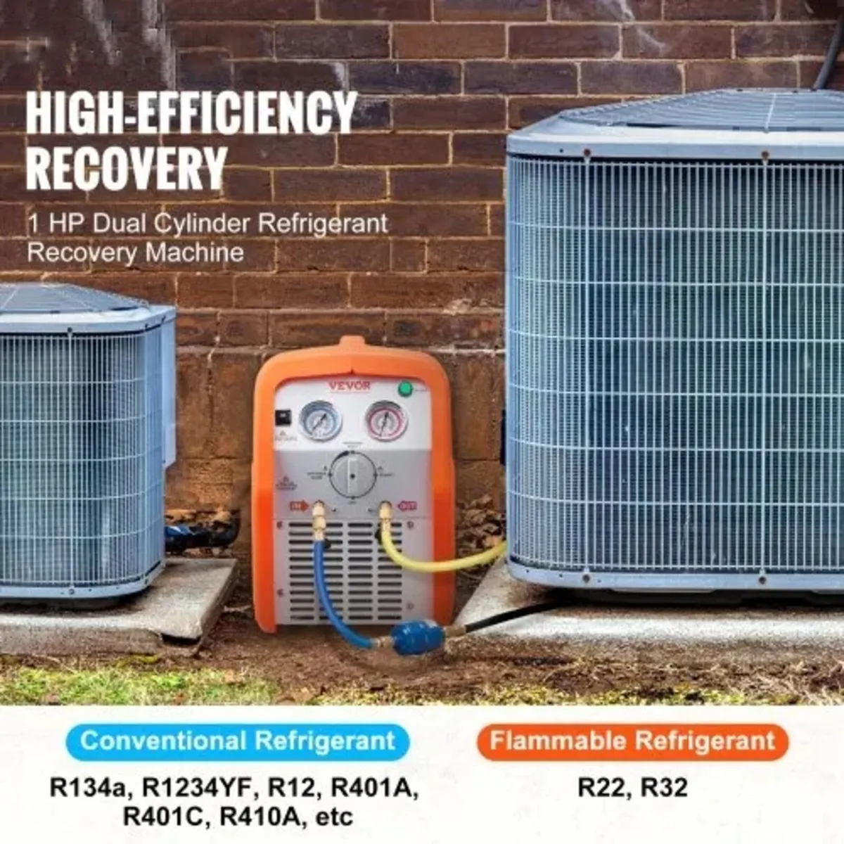 1 HP Refrigerant Recovery Machine - Dual Cylinder - Image 4