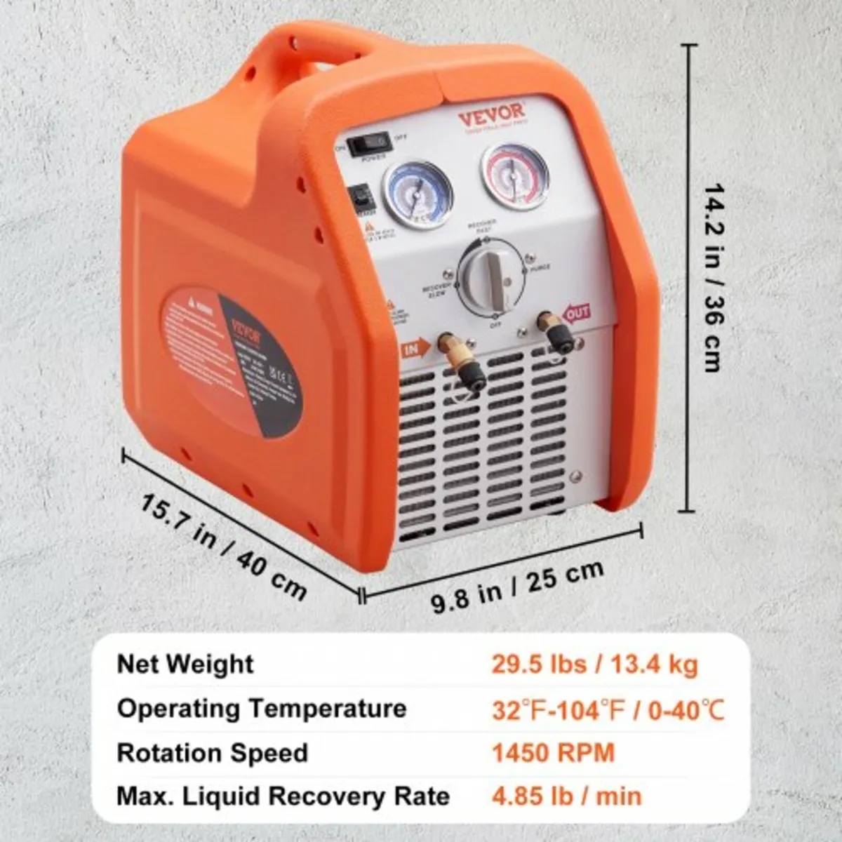 Portable 3/4 HP Refrigerant Recovery Machine - AC - Image 3