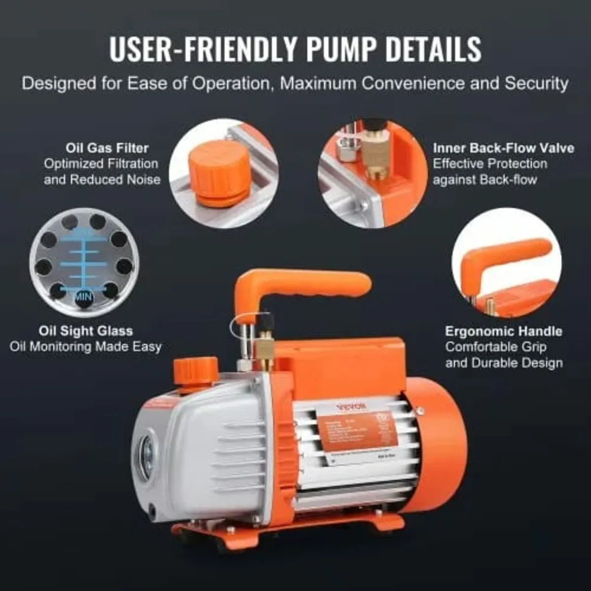 186W(1/4 HP) 267 L/min(4.5 CFM) AC Vacuum Pump and - Image 4