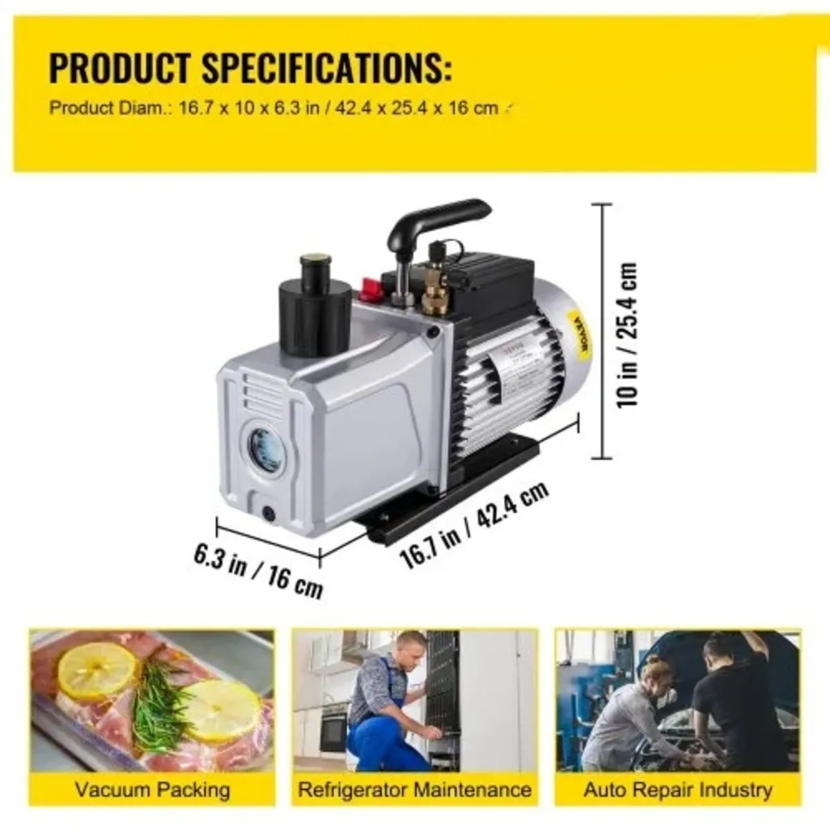 Vacuum Pump Single Stage 717 L/min(12CFM) 340 L/mi - Image 3