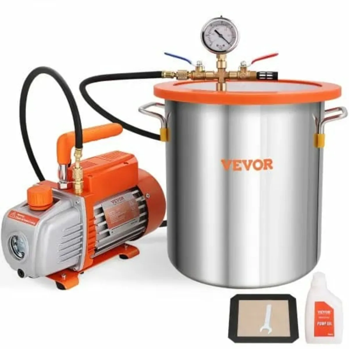 18.9 L Vacuum Chamber and 3.5 CFM Pump Kit, Temper - Image 1