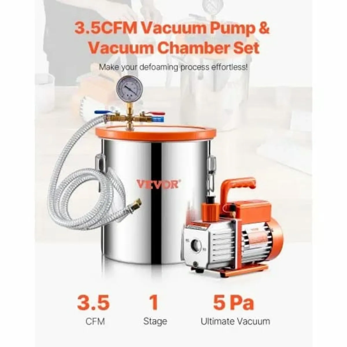 19 L(5 Gallon) Vacuum Chamber and 100 L/min(3.5 CF - Image 2