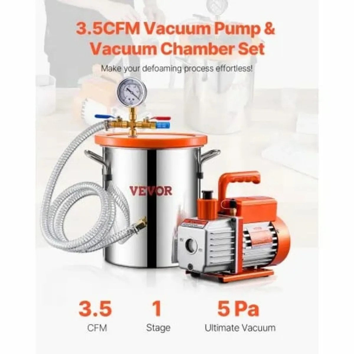 11 L(3 Gallon) Vacuum Chamber and 100 L/min(3.5 CF - Image 2