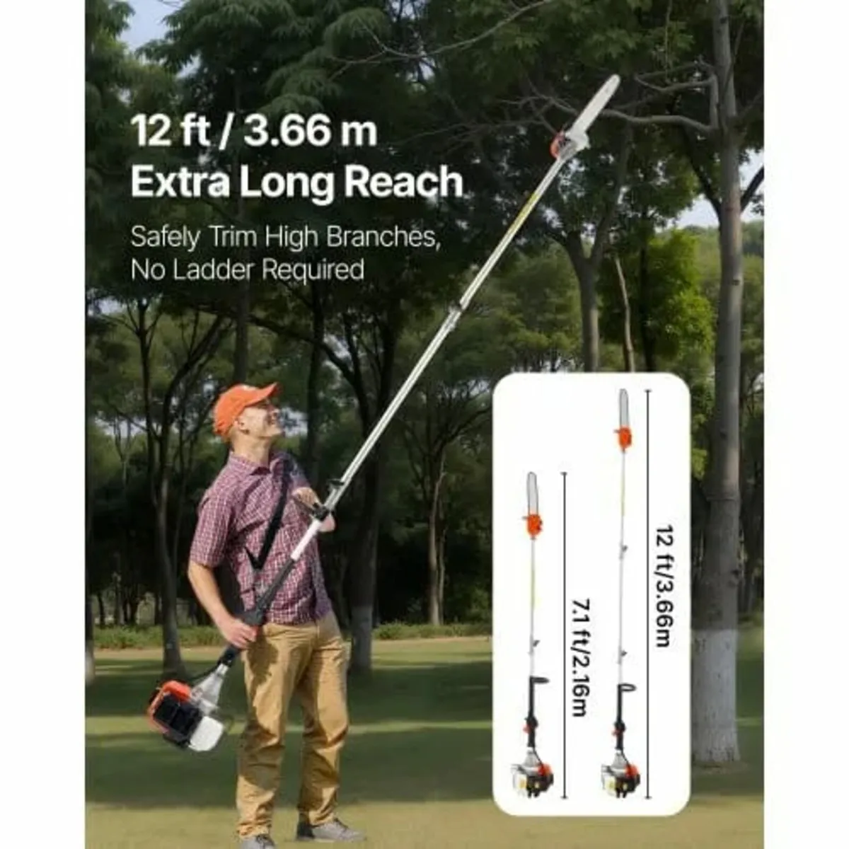 Gas Pole Saw, 43CC 2 Stroke Gas Powered Pole Saws - Image 2