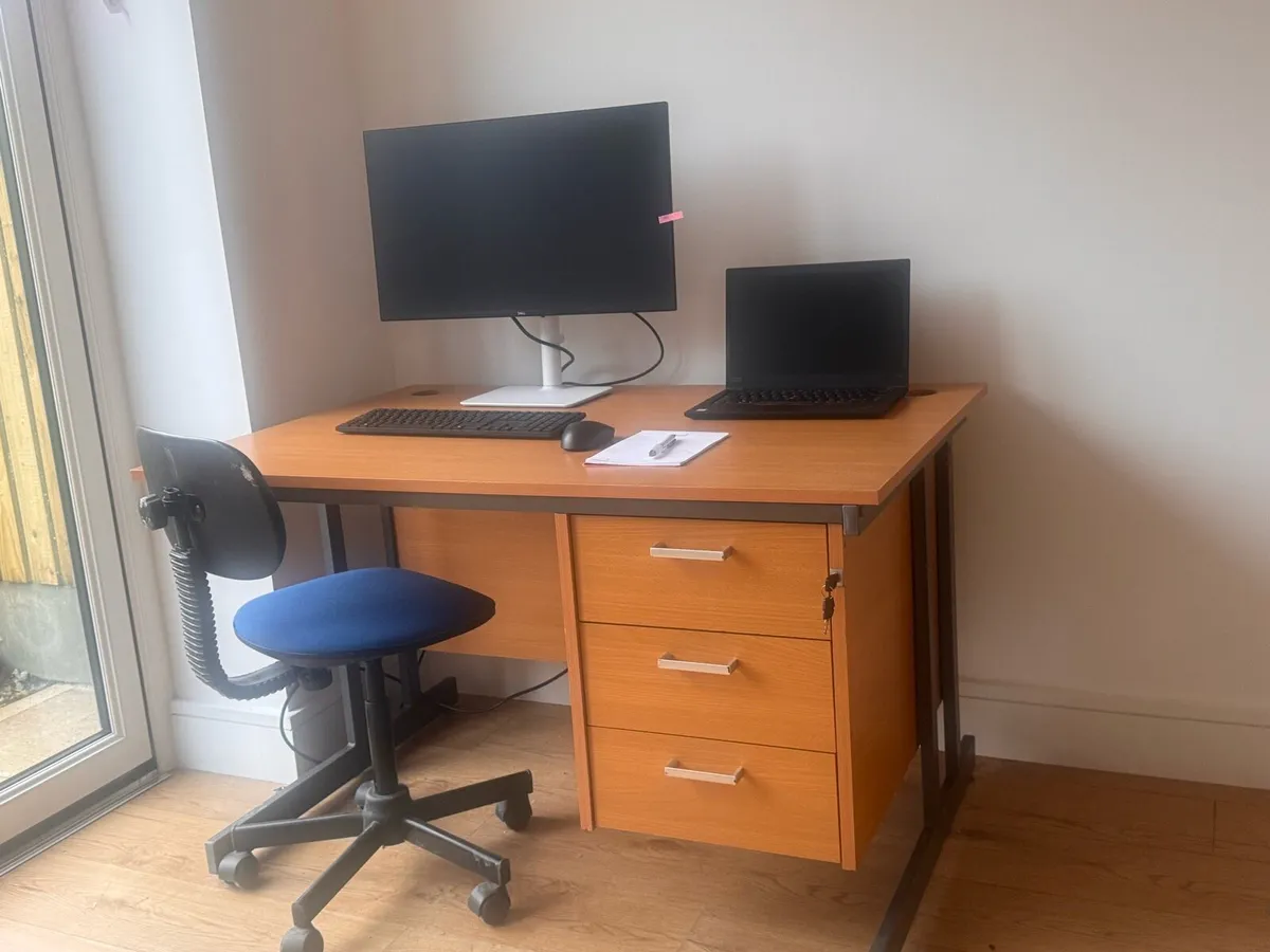 Office Desk with Drawers + Office Chair - Image 1