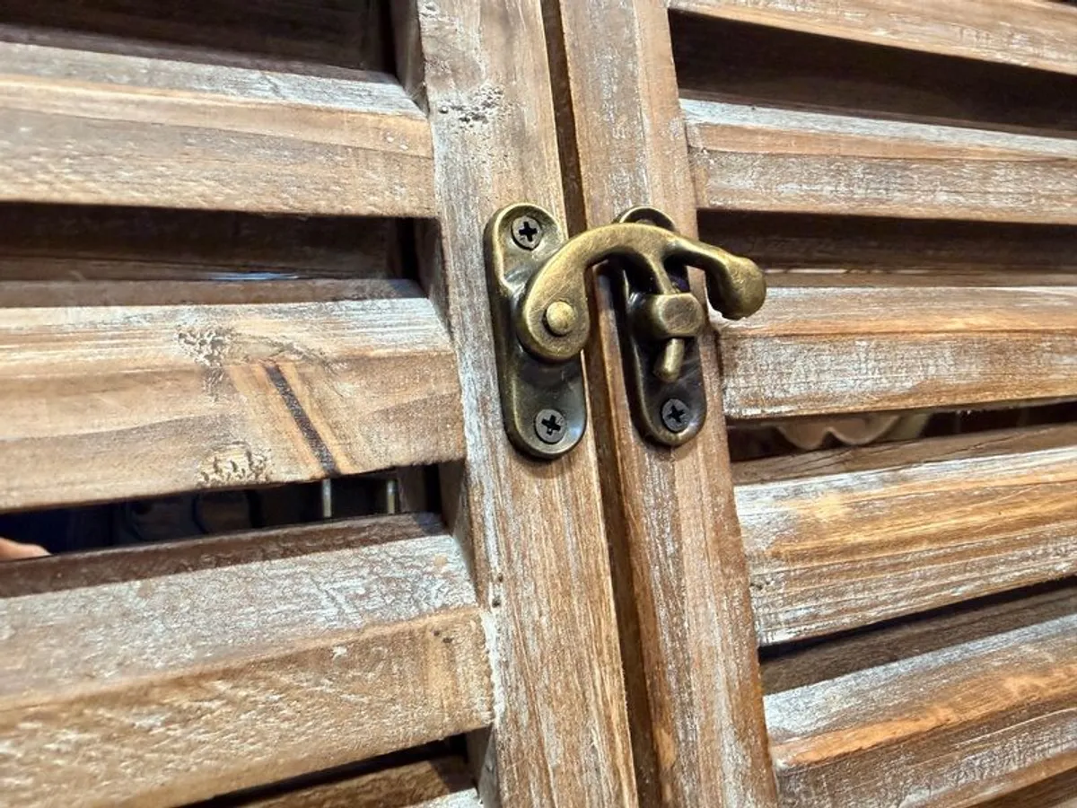Italian Style Wooden Shuttered Window Mirror - Image 3