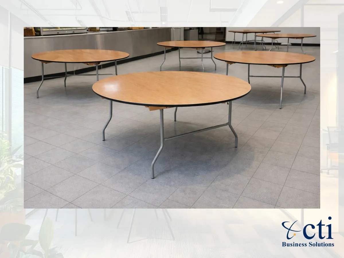 NEW 1.8M Round Office/Canteen Tables X 5 - Image 2