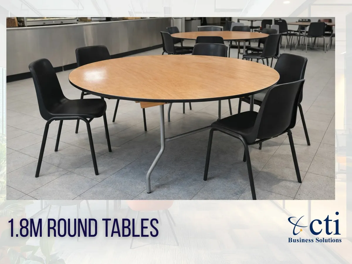 NEW 1.8M Round Office/Canteen Tables X 5 - Image 4
