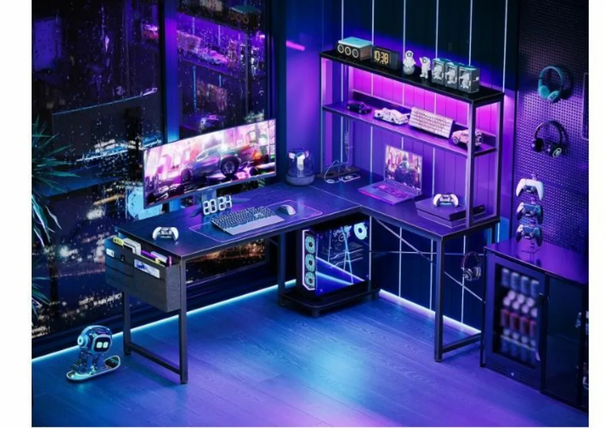 Gaming Table L Shape with LED & Sockets - Image 2