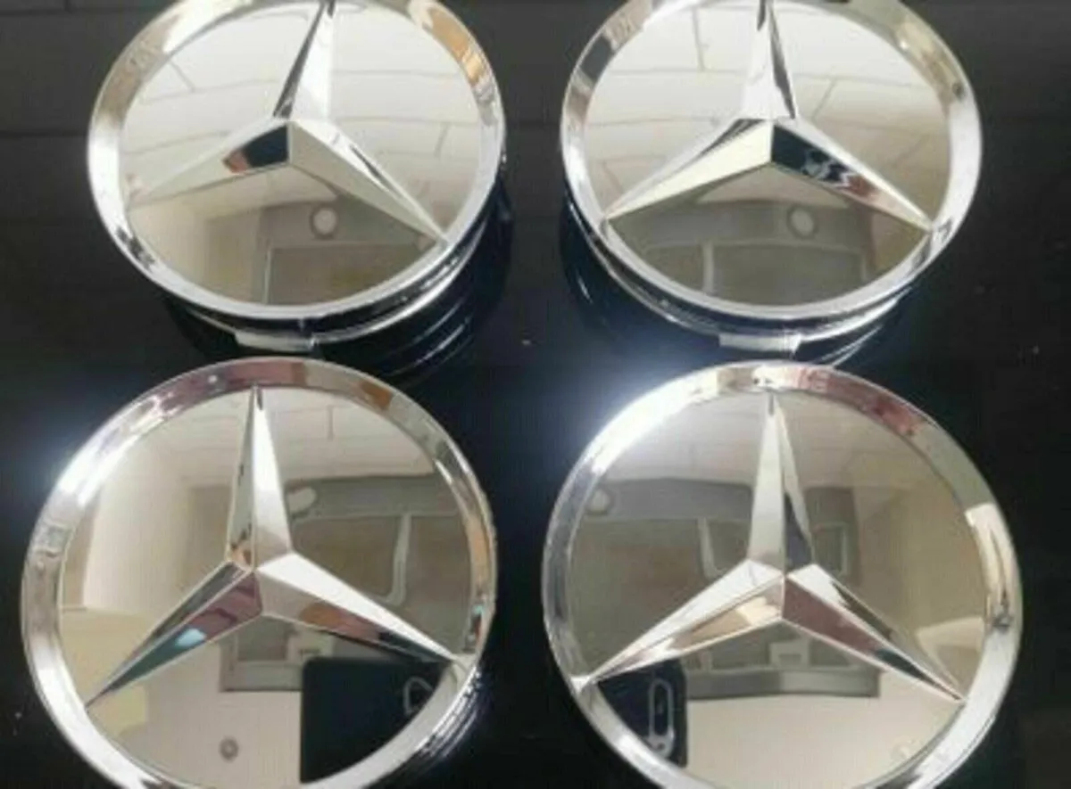 Chrome & Black Mercedes Caps - FREE POST - Image 1