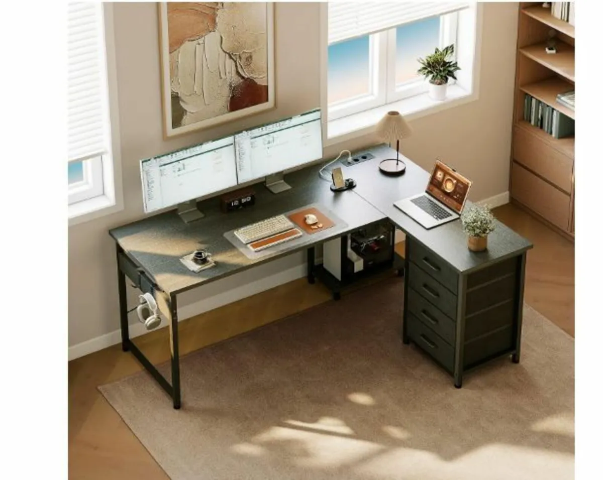 Corner Desk with 4 Drawers, 135 x 100 cm - Image 2