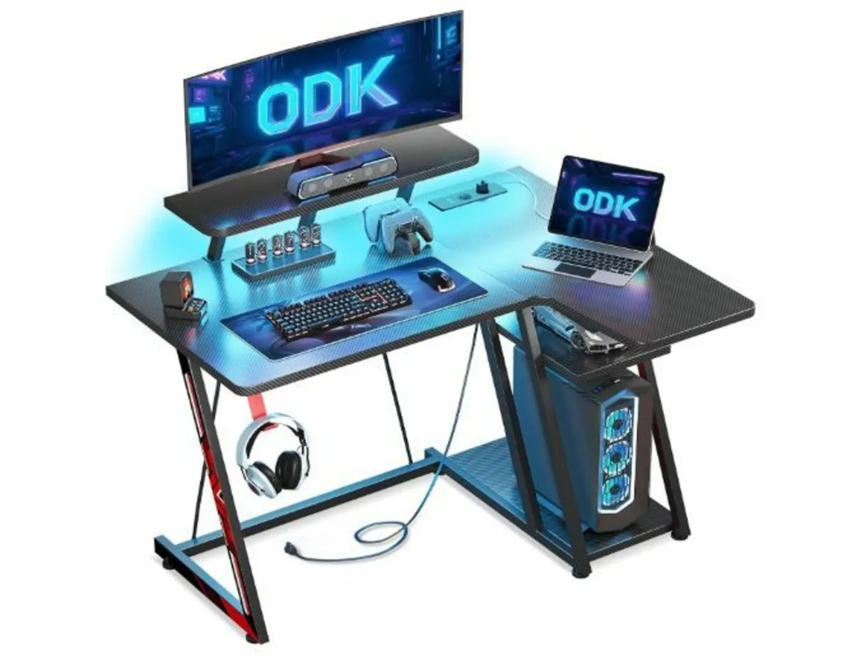 Gaming Table with LED Lighting and Sockets, 100 - Image 1