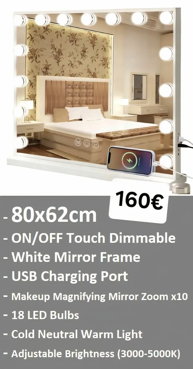 Dresser Makeup Mirror Bedroom Cosmetic Hollywood - Image 2