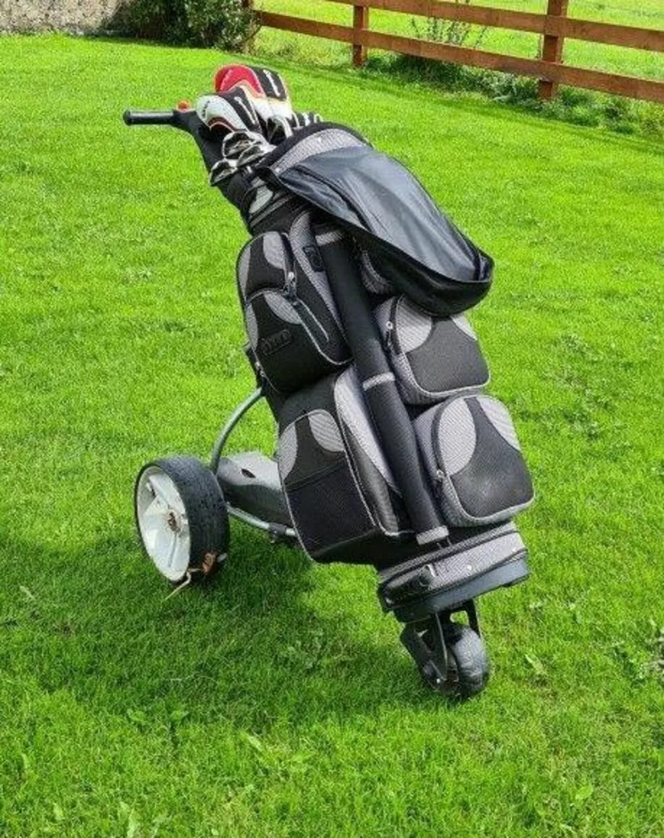 Golf Clubs, Electric Trolley & Travel Case - Image 1