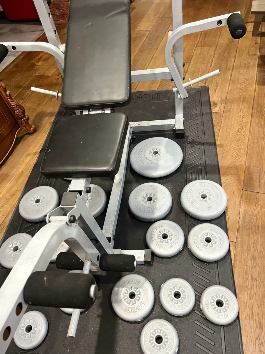 Bench barbell dumbbells and weights - Image 4