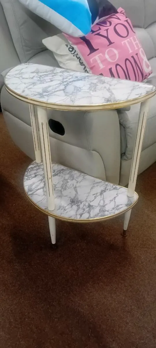 Vintage Marble Veneer Lamp Table