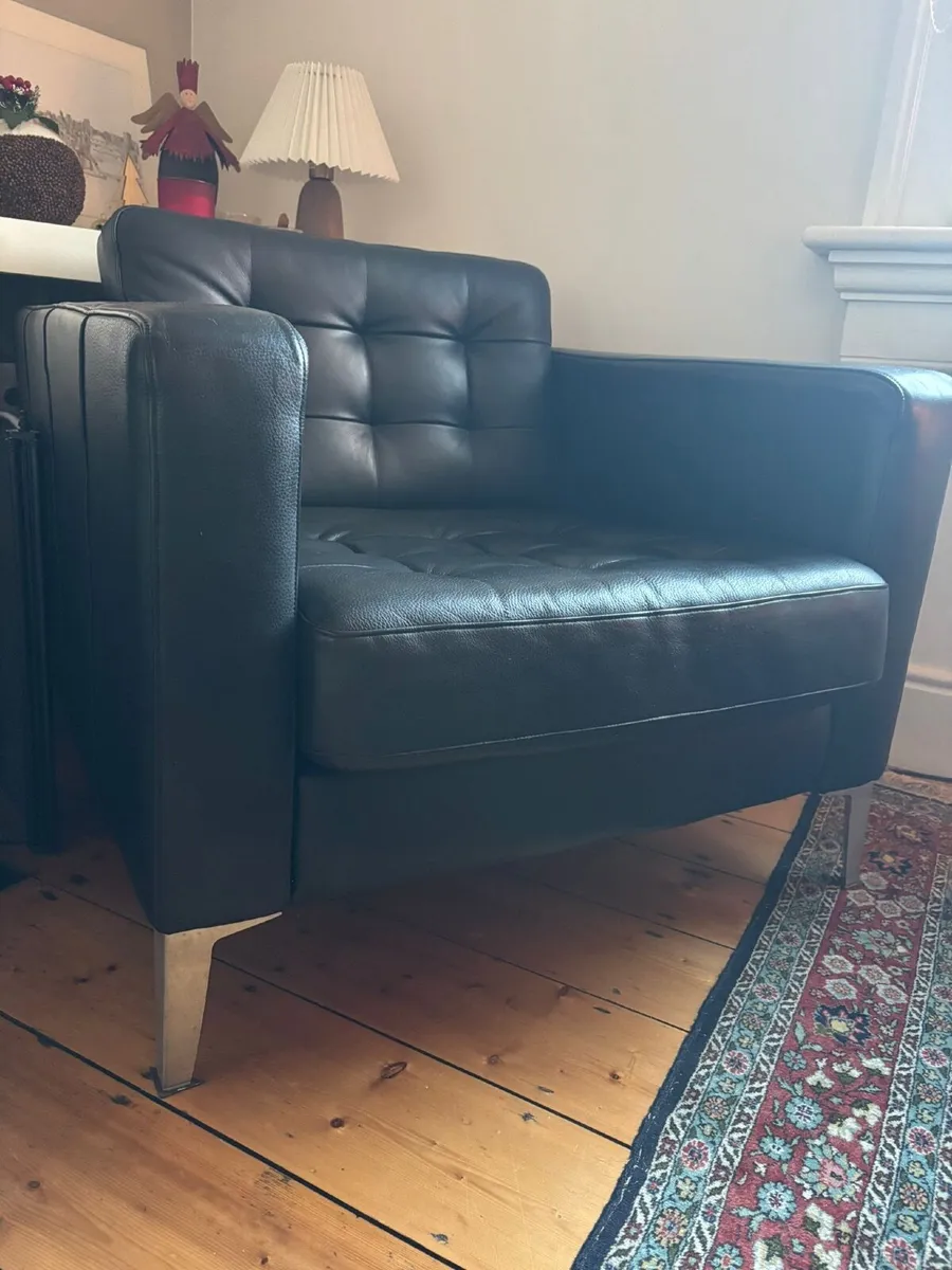 Real Leather Armchair – Black - Image 2