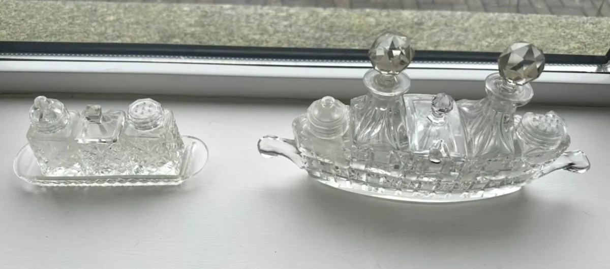 Two Rare Vintage Cut Crystal Cruet Set's - Image 1