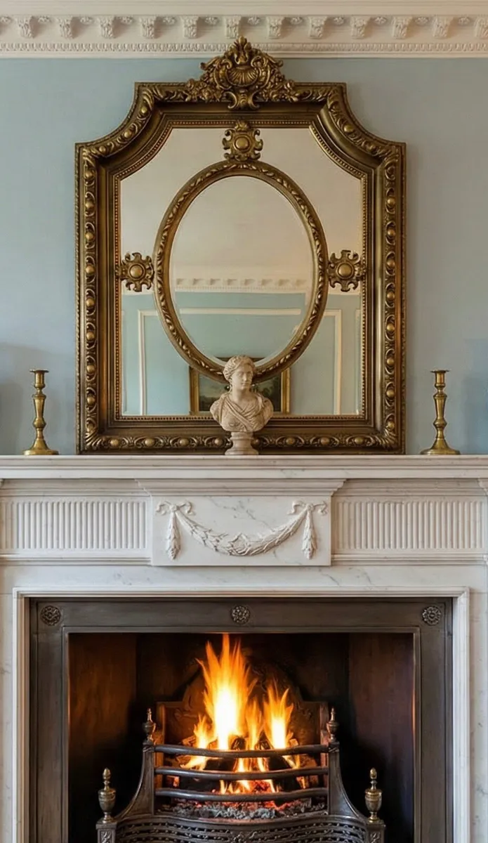 Very nice quality  double framed mirror with oval