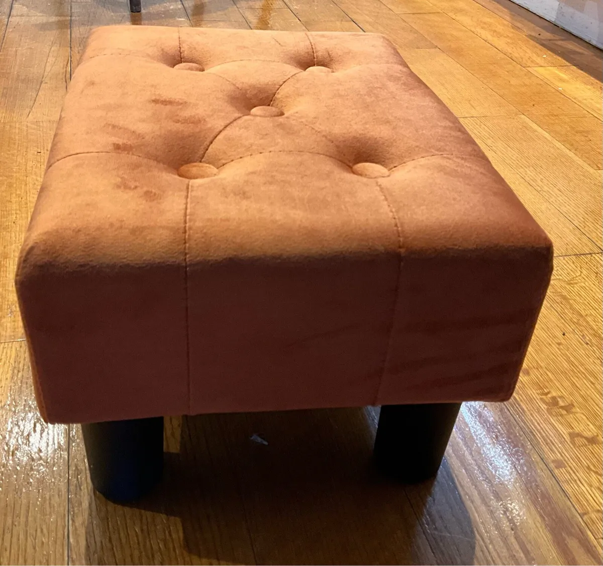 Velvet Footstool Ottoman - Image 4