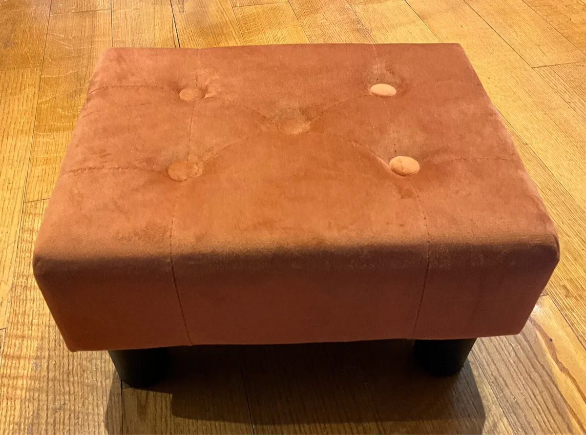 Velvet Footstool Ottoman - Image 1