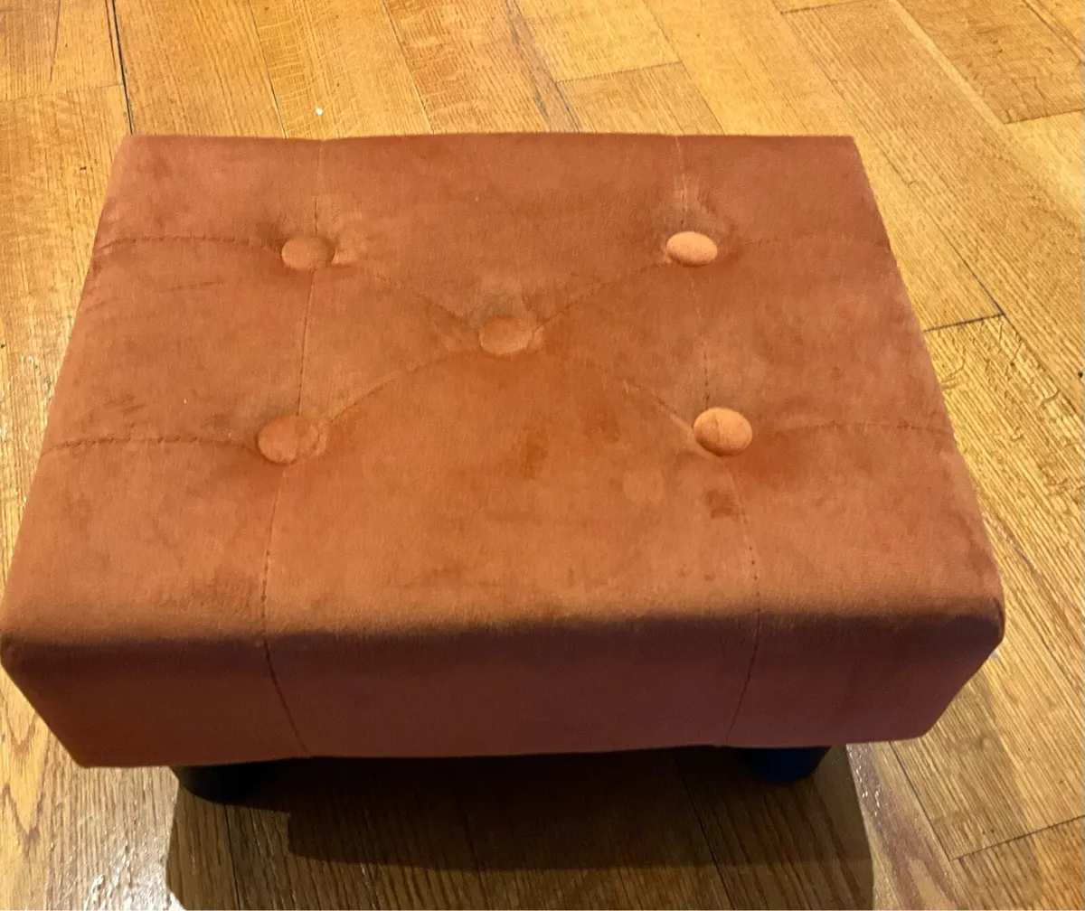 Velvet Footstool Ottoman - Image 2