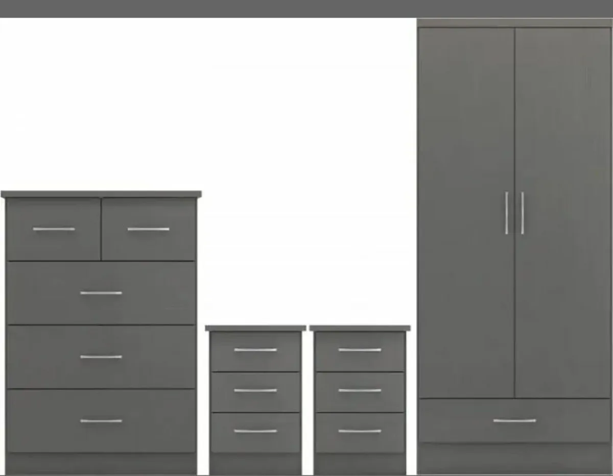 Nevada 2 Door 1 Drawer Wardrobe Bedroom Sets - Image 2