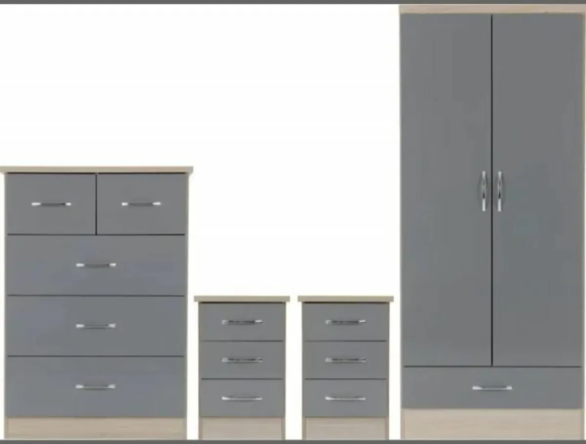 Nevada 2 Door 1 Drawer Wardrobe Bedroom Sets - Image 4