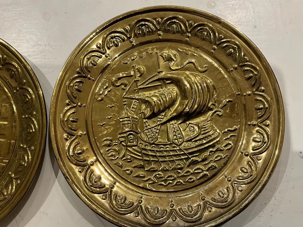 Pr..Vintage Brass Wall Plaques - Image 2