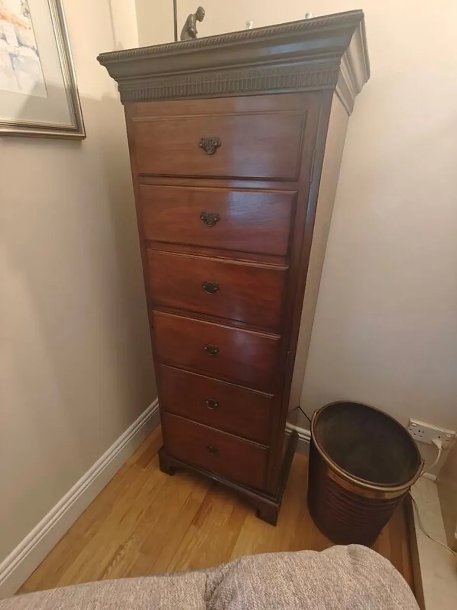 Antiqued Wooden Tall Boy - Image 1