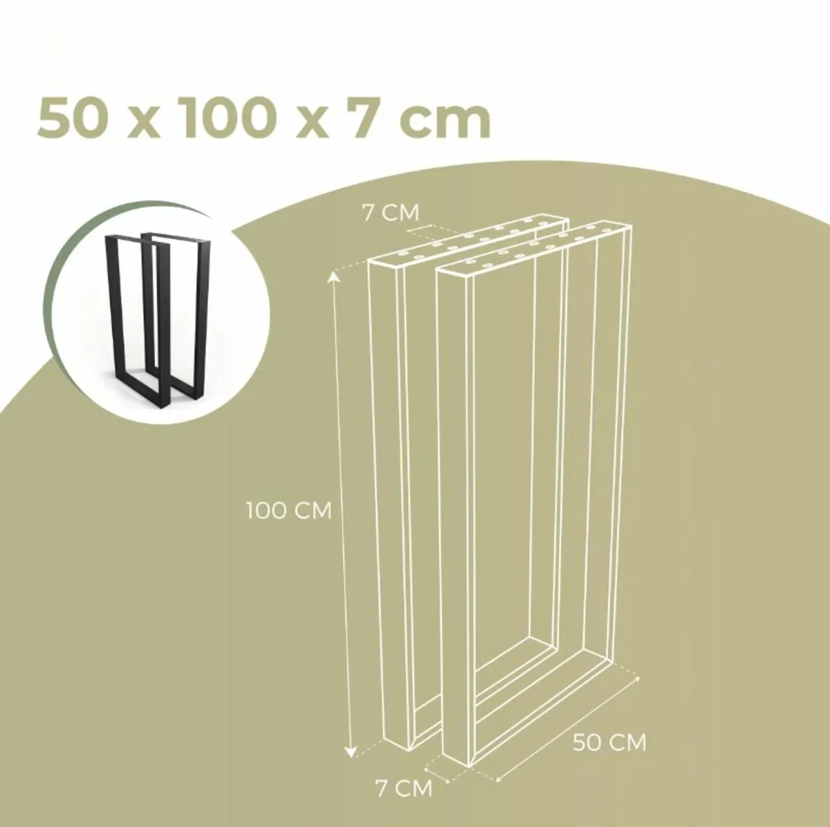 Metal Table Legs Rectangle Loft Style 50×100 Set2 - Image 3